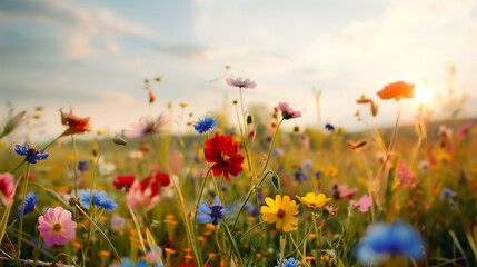 Landscapes filled with colorful wildflowers. - 777862785