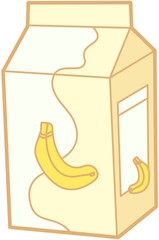 banana milk cute box pastel vector
