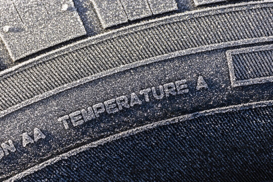 Frozen car tyre