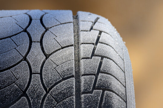 Frost covered tyre
