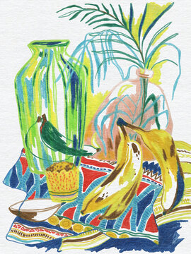 Abstract still life with bananas