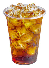 A cup of iced tea with ice cubes in it - stock png. - obrazy, fototapety, plakaty