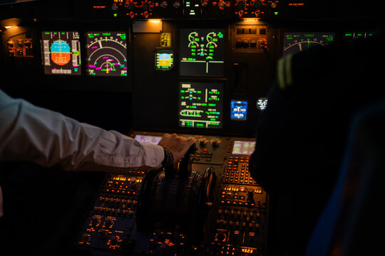 Hand Using An Aircraft Cabin, Flight Academy Simulator.