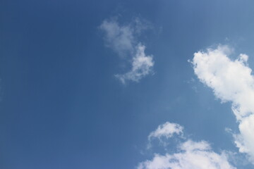 blue sky background with tiny clouds.