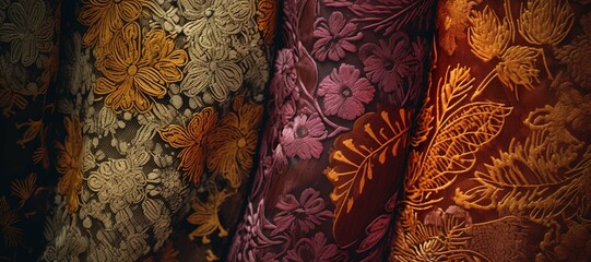 colorful floral ornamental cloth waves, motif, pattern 50 - obrazy, fototapety, plakaty