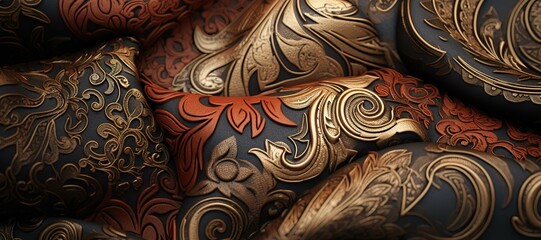 colorful floral ornamental cloth waves, motif, pattern 49 - obrazy, fototapety, plakaty