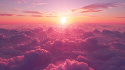 Dawn's gentle light caresses a blanket of clouds - obrazy, fototapety, plakaty