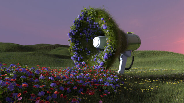 Photorealistic 3D rendering of a megaphone