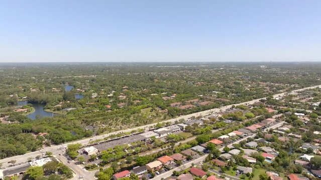 Upscale neighborhoods in Coral Springs Florida aerial stock footage