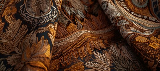 gold floral motif cloth ornament, pattern 31 - obrazy, fototapety, plakaty