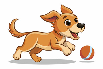 puppy-chasing-the-ball vector illustration 