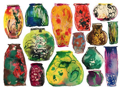 Abstract jars of pickles