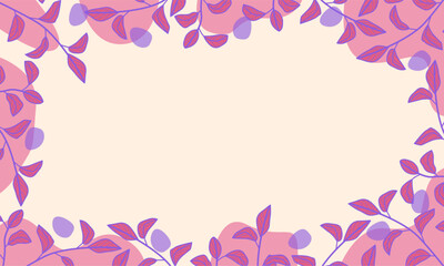 Hand drawn pink leafs with organic shapes background with copy spaces