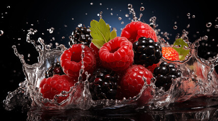 fresh fruit dropping in the water, splash water