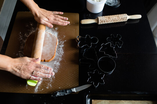Rolling out the gingerbread dough