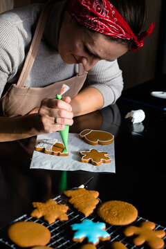 Artistic painting of gingerbread cookies
