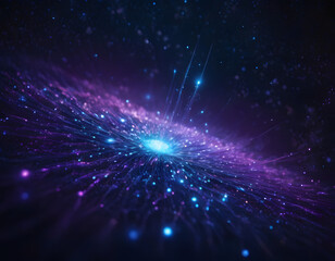 Naklejka premium Deep dark violet neon lights on dark background. cosmic milkiway galaxy