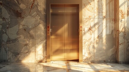 Luxury marble elevator doors closed