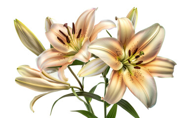 Two yellow and white flowers with brown tips, cut out - stock png.