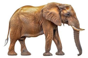 A large elephant with a long trunk is walking, cut out - stock png.