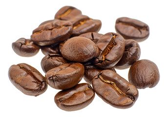 Naklejka premium A pile of coffee beans with a brown color, cut out - stock png.