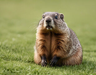 Fototapeta premium The groundhog, also called a woodchuck, is a lowland rodent belonging to the marmot group within the Sciuridae family, groundog day.