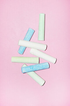 Bright and pastel-coloured creative art chalks with hard flashlight