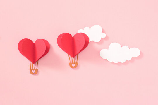two valentines in the form of an air balloon concept valentines day