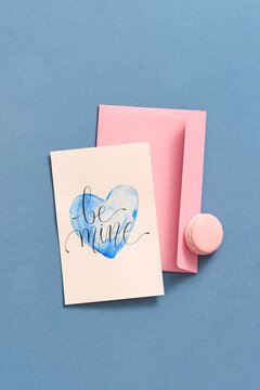 Valentine's day greeting card by watercolor hearts painted