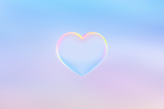 Shiny Soap Bubble Heart on Opalescent Background