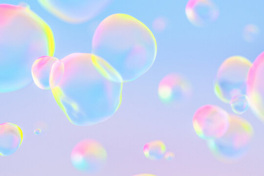 Abstract Metallic:Rainbow Spheres on Dreamy Background