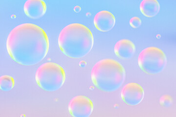 Abstract Background- render of opal bubbles floating on blue sky