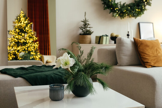 Cozy living room with Christmas decorations