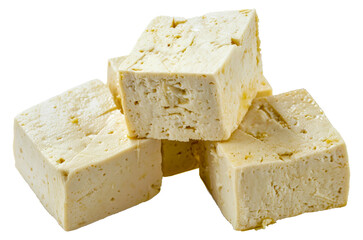 Three blocks of tofu stacked on top of each other, cut out - stock png.