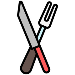 Fork and Knife lineal multi color icon, relate to gastronomy theme. use for UI or UX kit, web and app development.