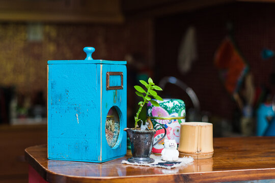 Blue tea box