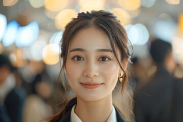 Obraz premium positivity, as a young and radiant businesswoman a beautiful manager brings a sunny glow to her tasks in the contemporary office environment. Generative AI.