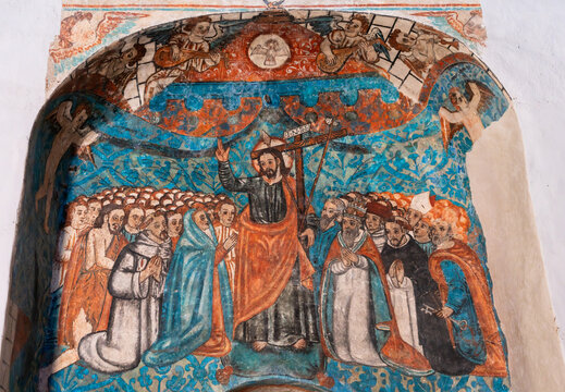 Ancient Mural Painting In Mexico. 