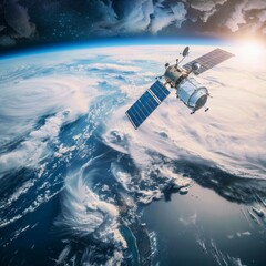 Obraz premium Advanced AI algorithms analyzing satellite data