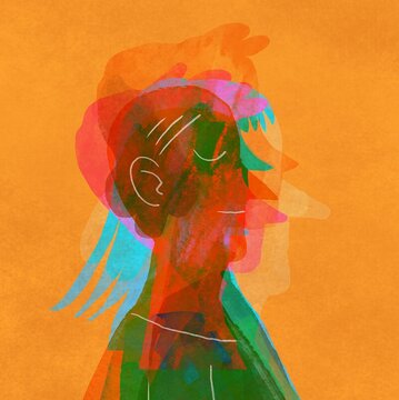 multi layer head portrait