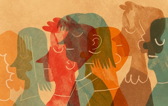 group of diverse multi raced people communicate with each other 