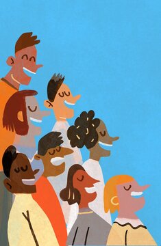 group of diverse multi raced people communicate with each other 