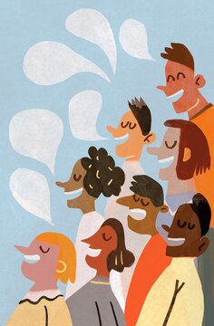 group of diverse multi raced people communicate with each other 