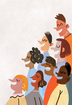 group of diverse multi raced people communicate with each other 