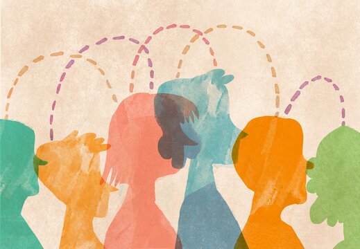 group of diverse multi raced people communicate with each other 