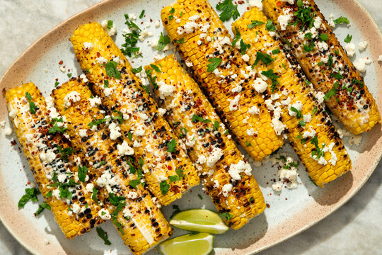 Grilled corn on the cob. Elote corn.