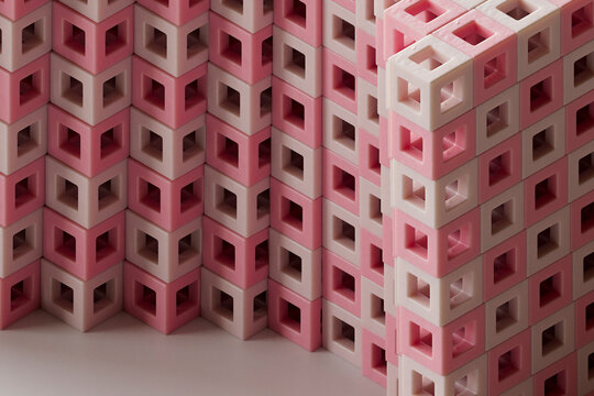 Cubic Corridor in Pink Hues