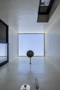 view from below of a modern and minimalist skylight shower