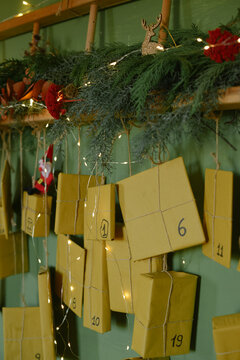 DIY Advent calendar with fresh fir green 