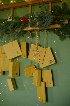 DIY Advent calendar with fresh fir green 